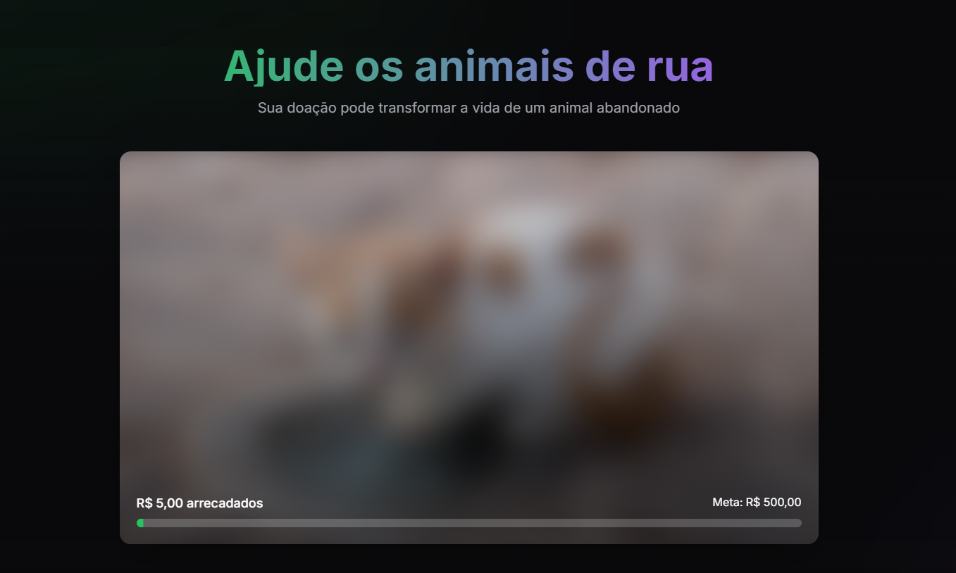 Tela inicial da plataforma PetAjuda